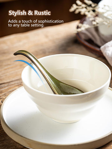 Gomakren spoons feature ergonomic long-handle grips for comfortable use.