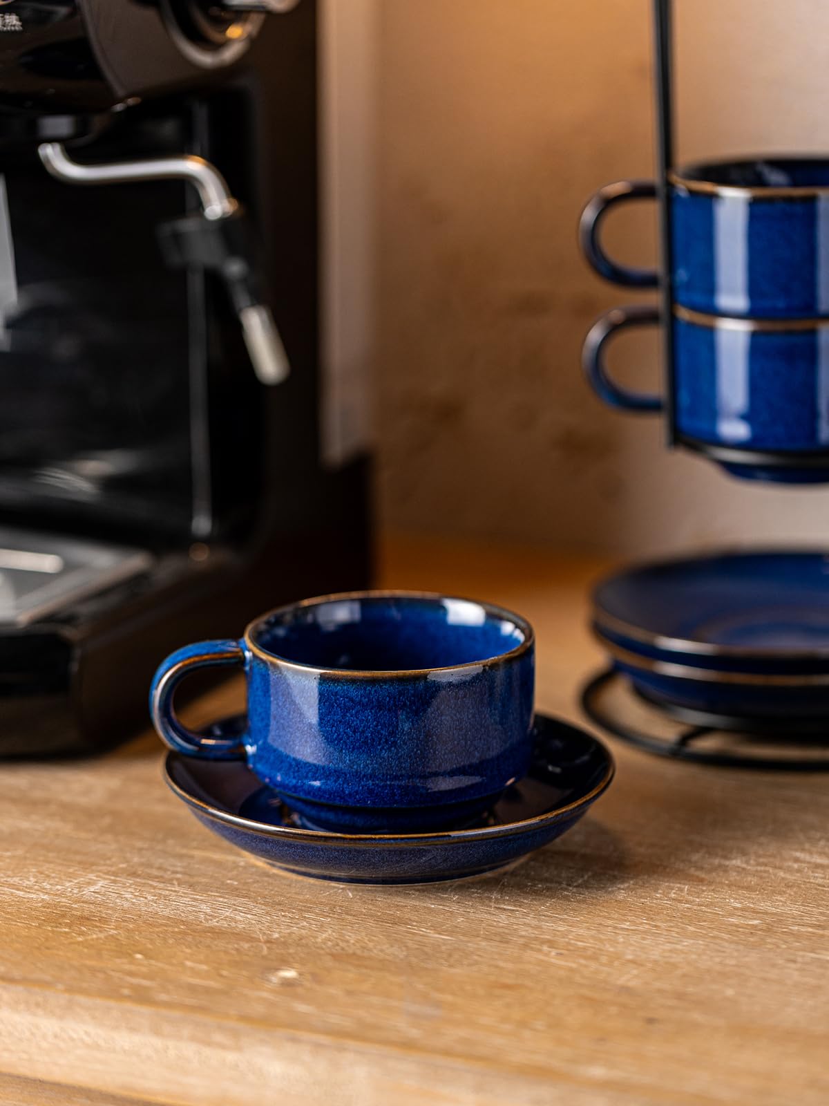 Four Gomakren cups and saucers enabling shared coffee moments
