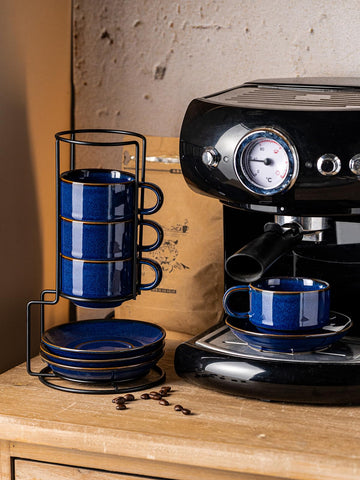 Gift-ready Gomakren cobalt-blue cup set for coffee lovers