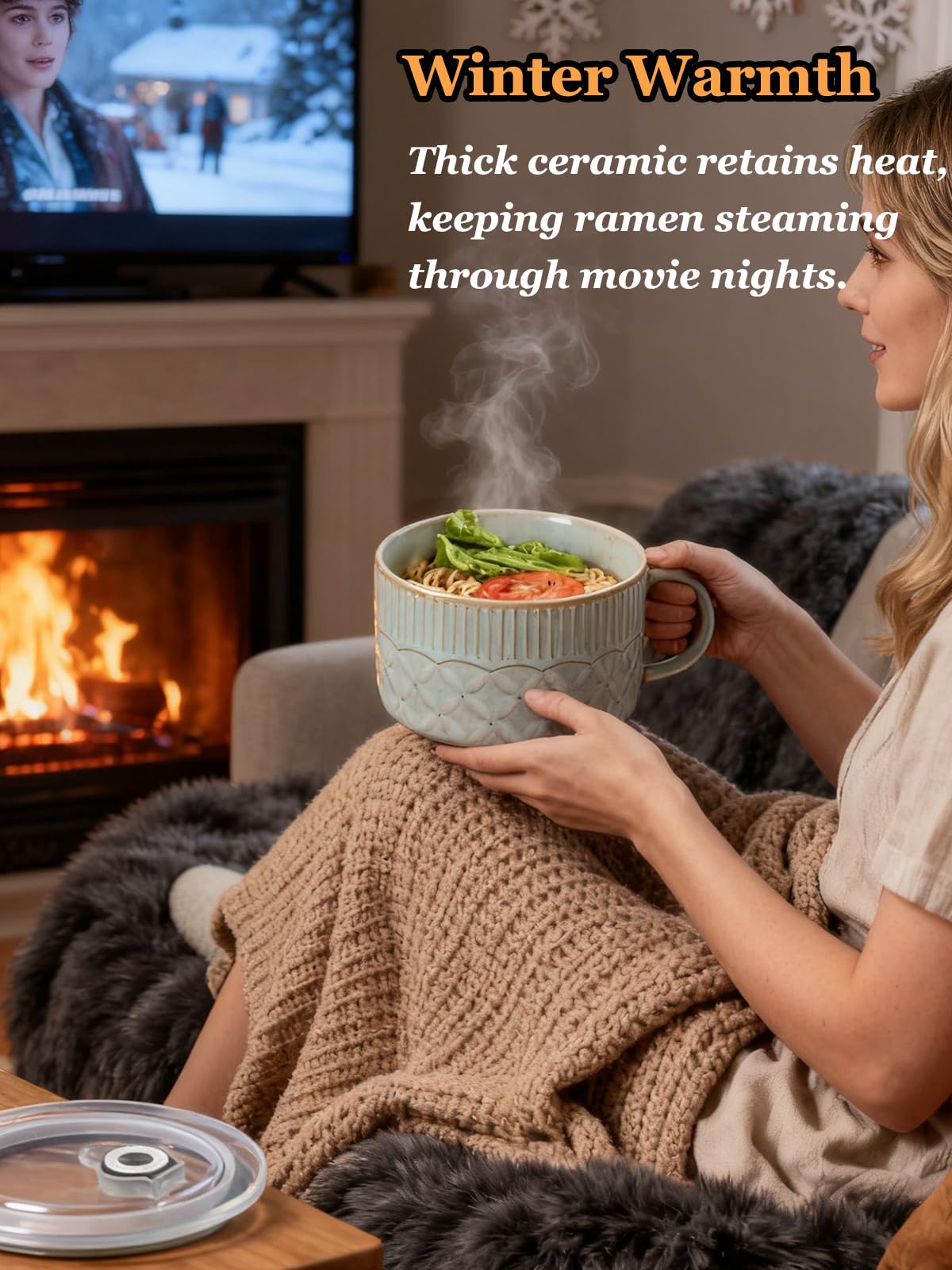 Gomakren leaf-pattern ceramic bowl with ergonomic handle for comfortable use.