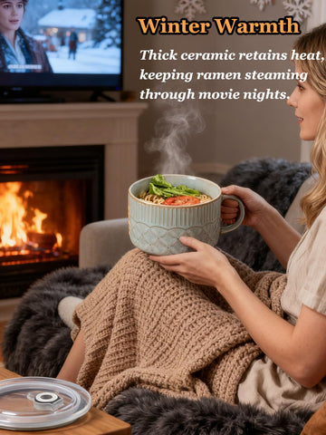 Gomakren leaf-pattern ceramic bowl with ergonomic handle for comfortable use.