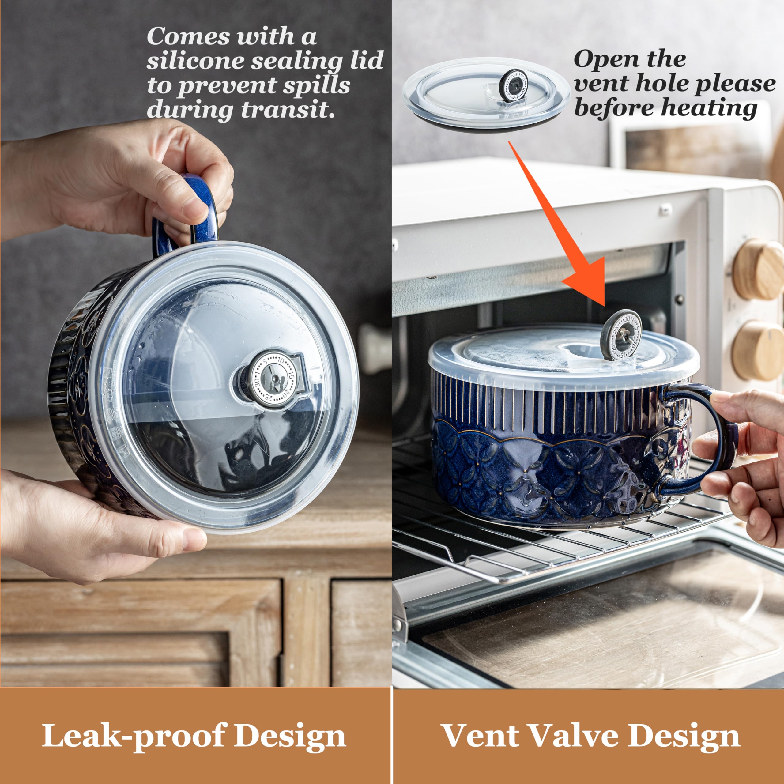 Gomakren leak-proof lid with steam vent for safe microwave heating.