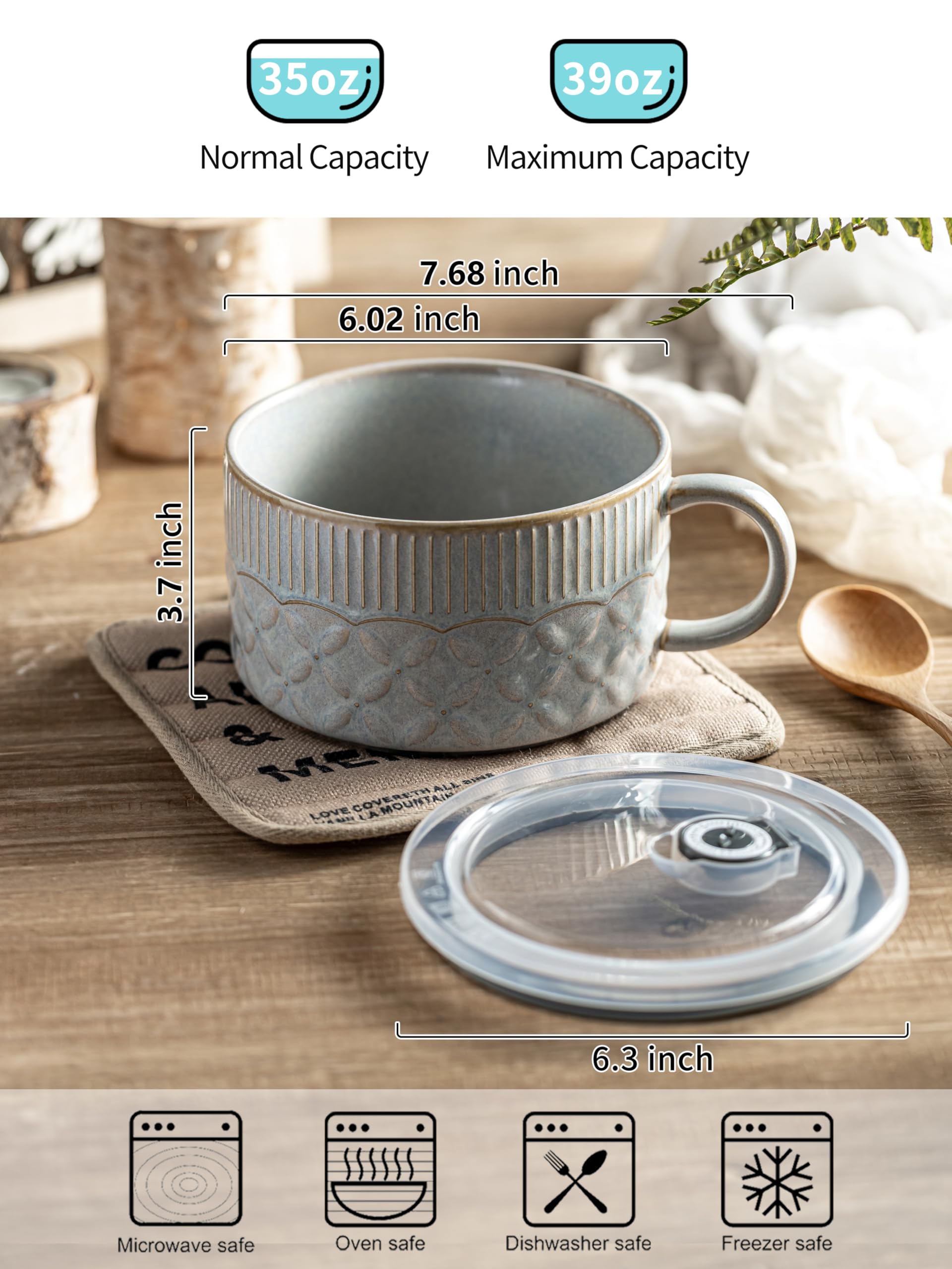 Gomakren ramen bowl with lid keeps steam in while reheating.