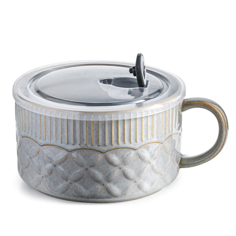 Gomakren soup mug 39oz with handle for easy serving and reheating.