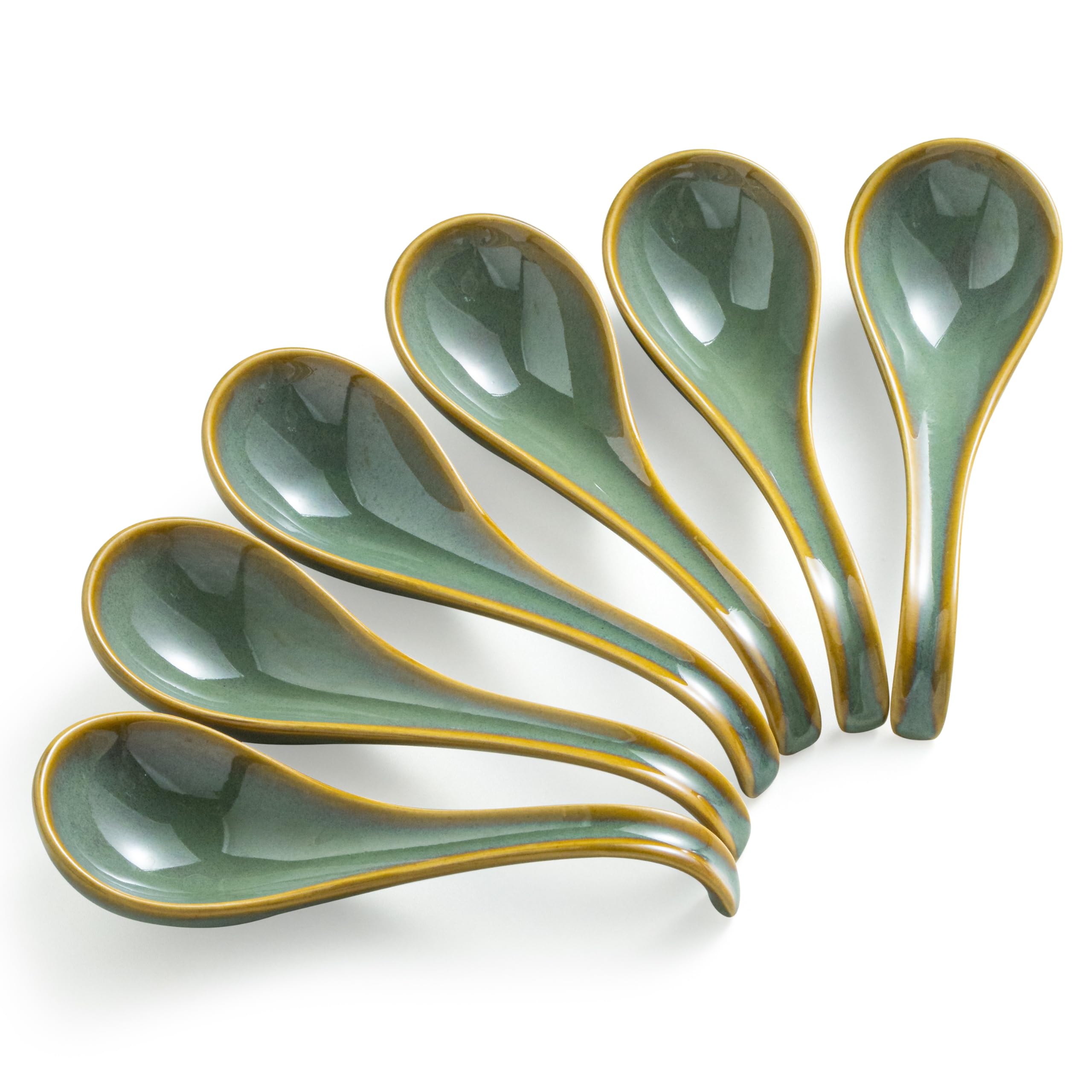 Gomakren soup spoon set in blue-green ceramic for rich broths