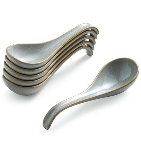 Gomakren soup spoons 6.5-inch gray with spacious bowls for hearty servings.