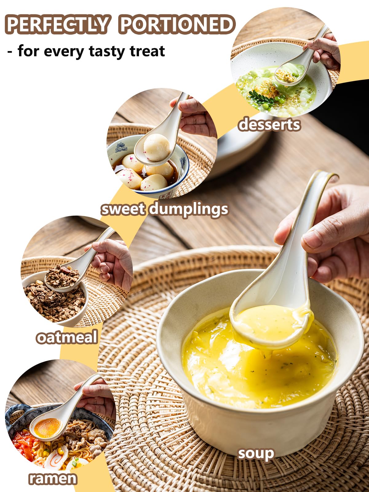 Gomakren cream-white finish adds elegant touch to table setting.