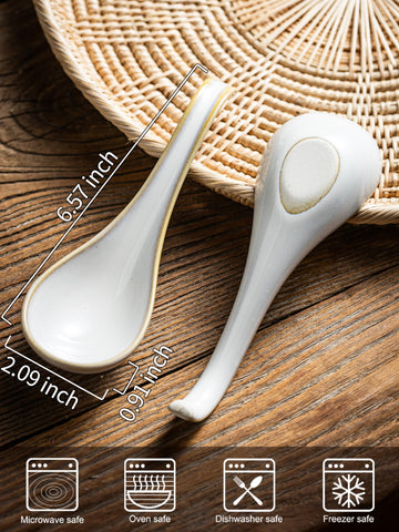 Gomakren ceramic spoon in ramen broth for rich flavor capture.