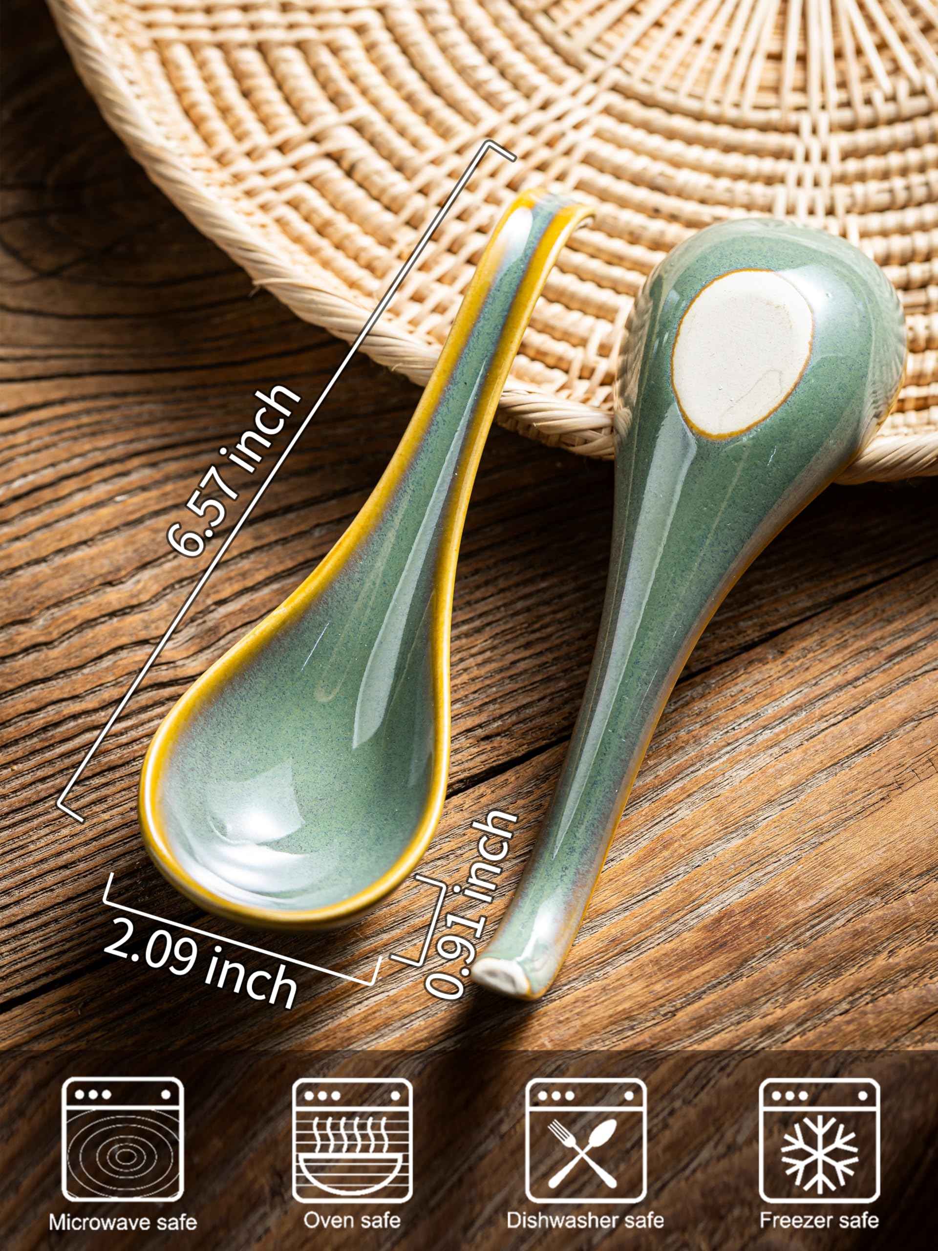 Gomakren ceramic spoons ideal for ramen and pho with comfort