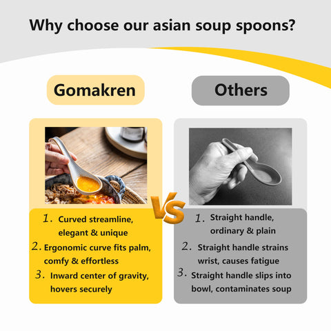 Gomakren spoon with a spacious bowl, ideal for soups and noodles.