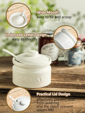 Wide-mouth Gomakren sugar dish makes filling easy and mess-free