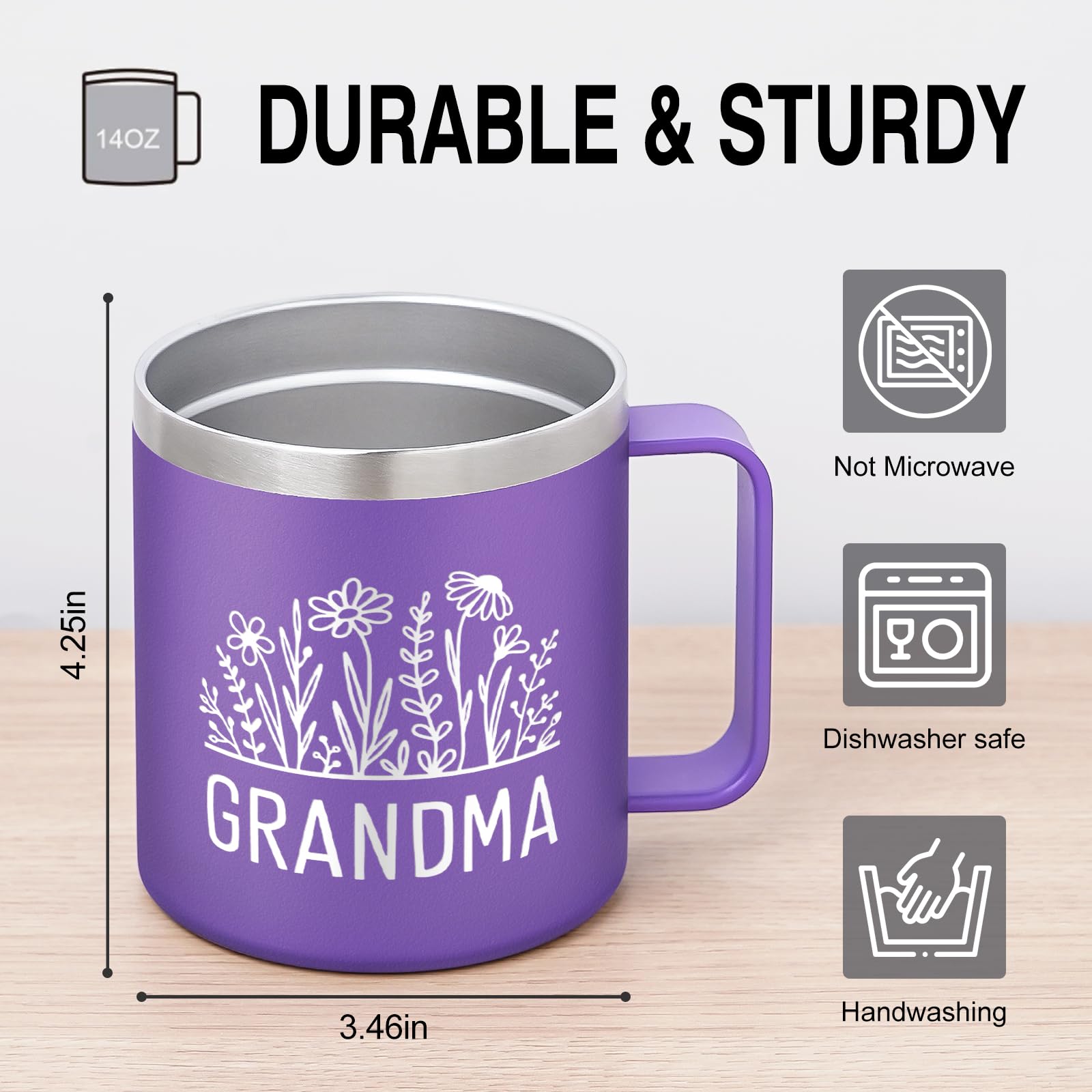 GoMelley grandma mug on a shelf, great gift for birthdays and Grandparents Day