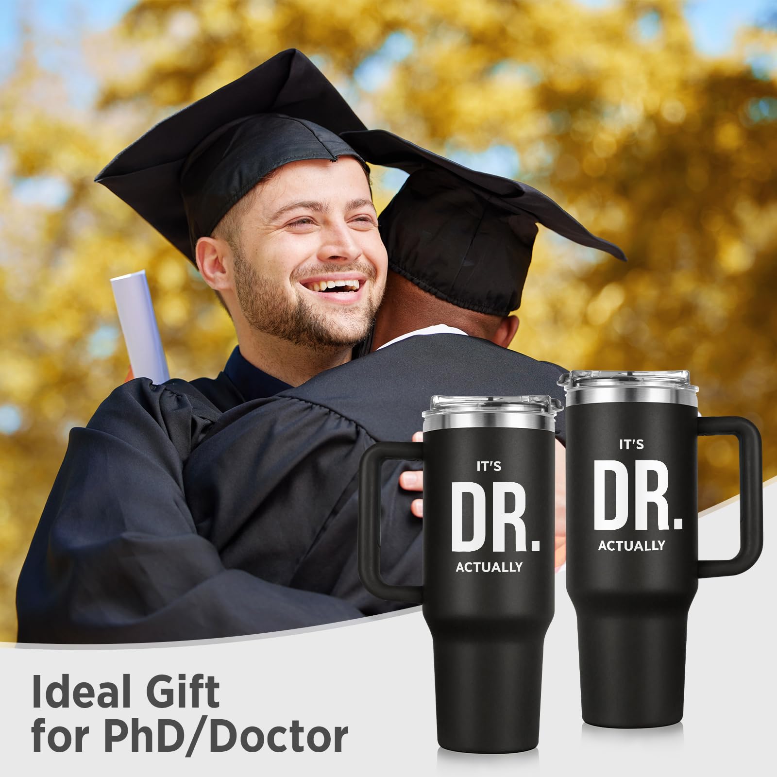GoMelley double-sided print tumbler keeps your title visible and sparks conversations at work.
