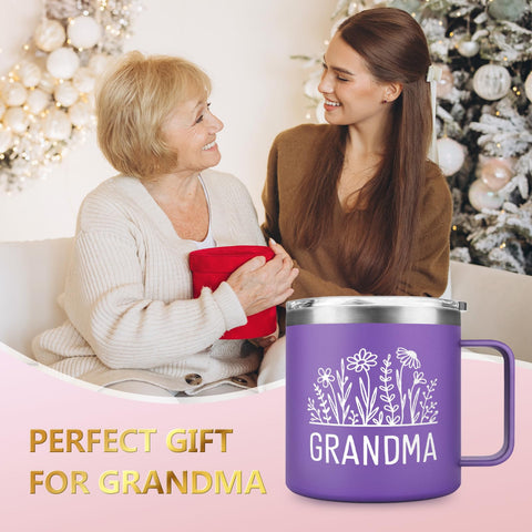 GoMelley nutrition facts label mug with floral accents, playful gift idea for grandkids