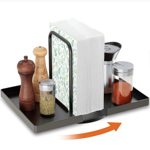 Gomyrod 360° rotating napkin holder in black for easy table access.