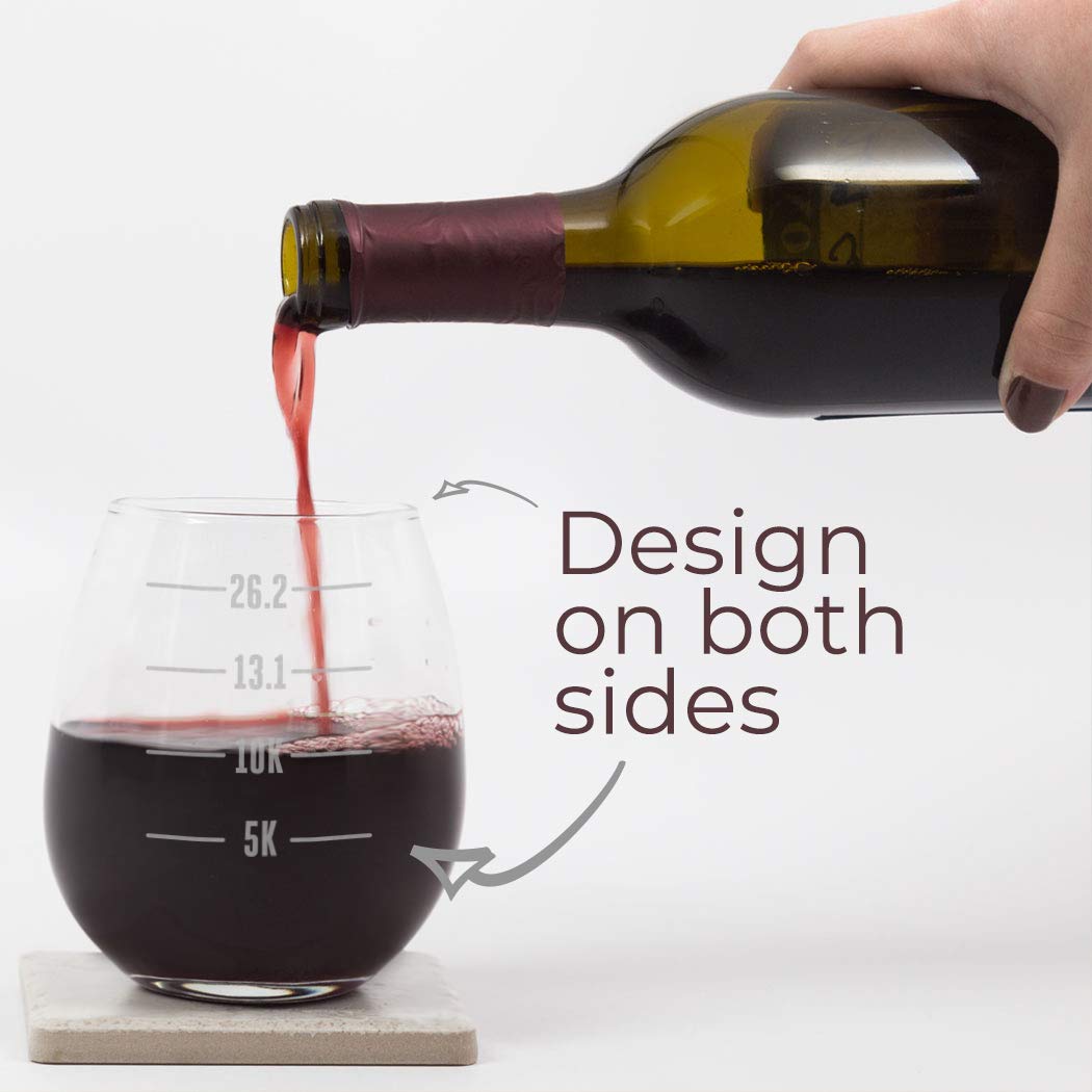 Gone For a Run oversized 15oz stemless wine glass ideal for savoring rewards after long runs.