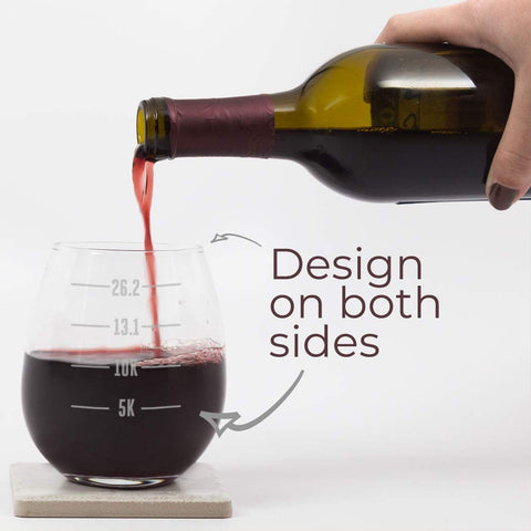 Gone For a Run oversized 15oz stemless wine glass ideal for savoring rewards after long runs.