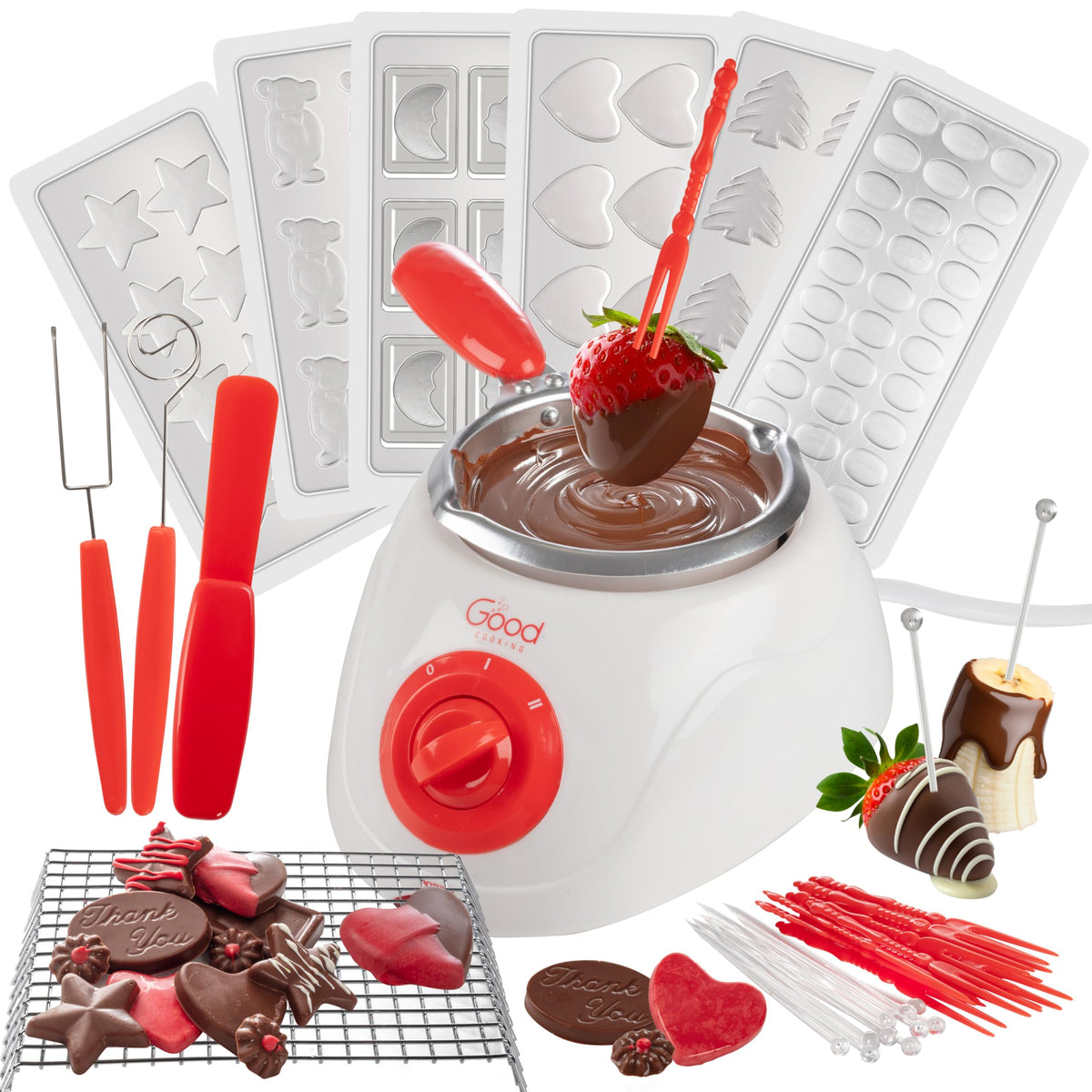 Good Cooking electric chocolate melting pot for smooth melts and easy dipping.