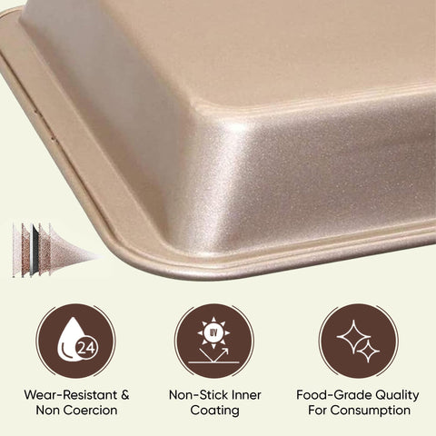 Good Dee's brownie pan distributes heat evenly for consistent baking results.