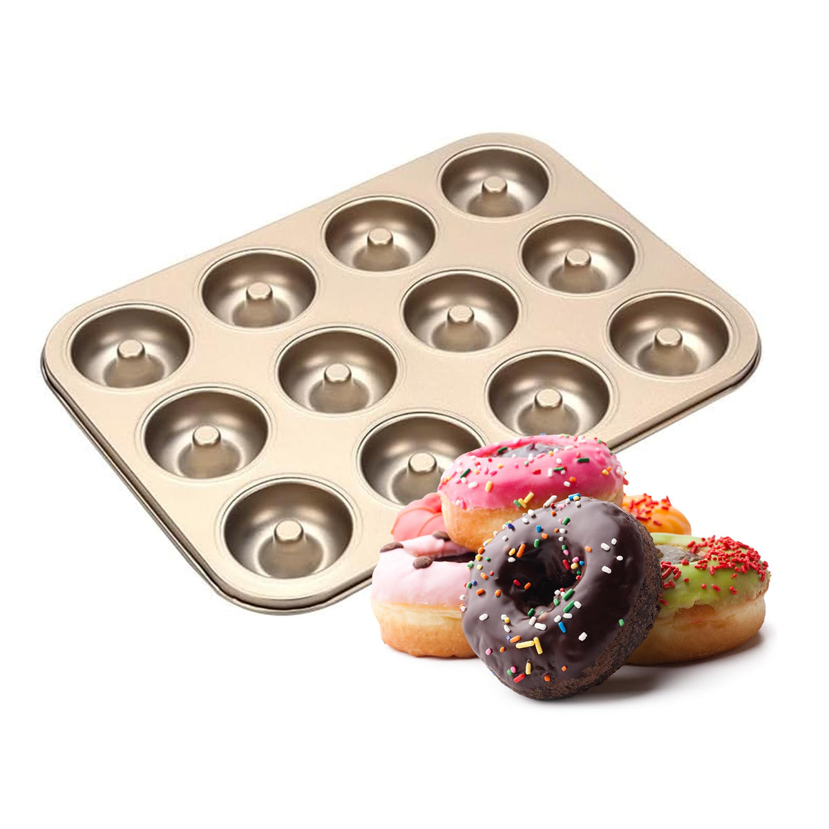 Good Dee's nonstick donut pan 12-hole easily releases donuts