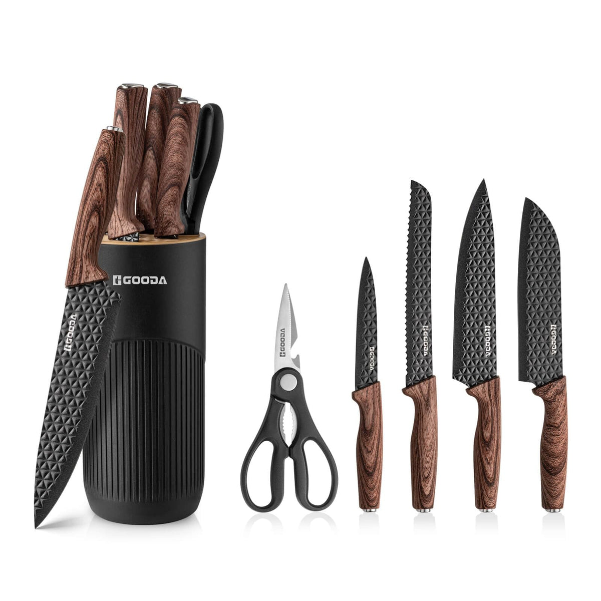 GOODA knife set with 8-inch chef knife for precise slicing and effortless prep.