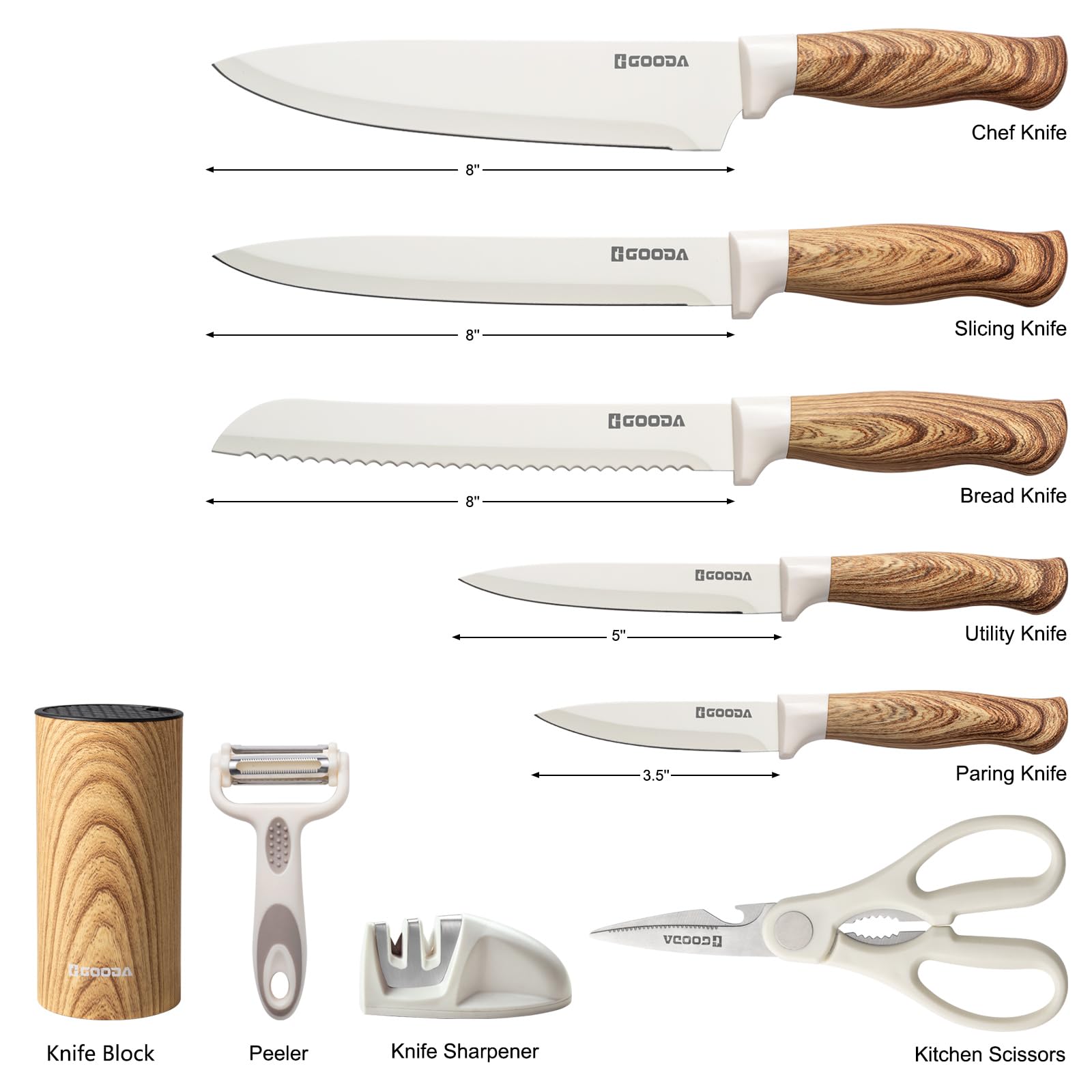 GOODA knife sharpener maintains edge for easier prep tasks