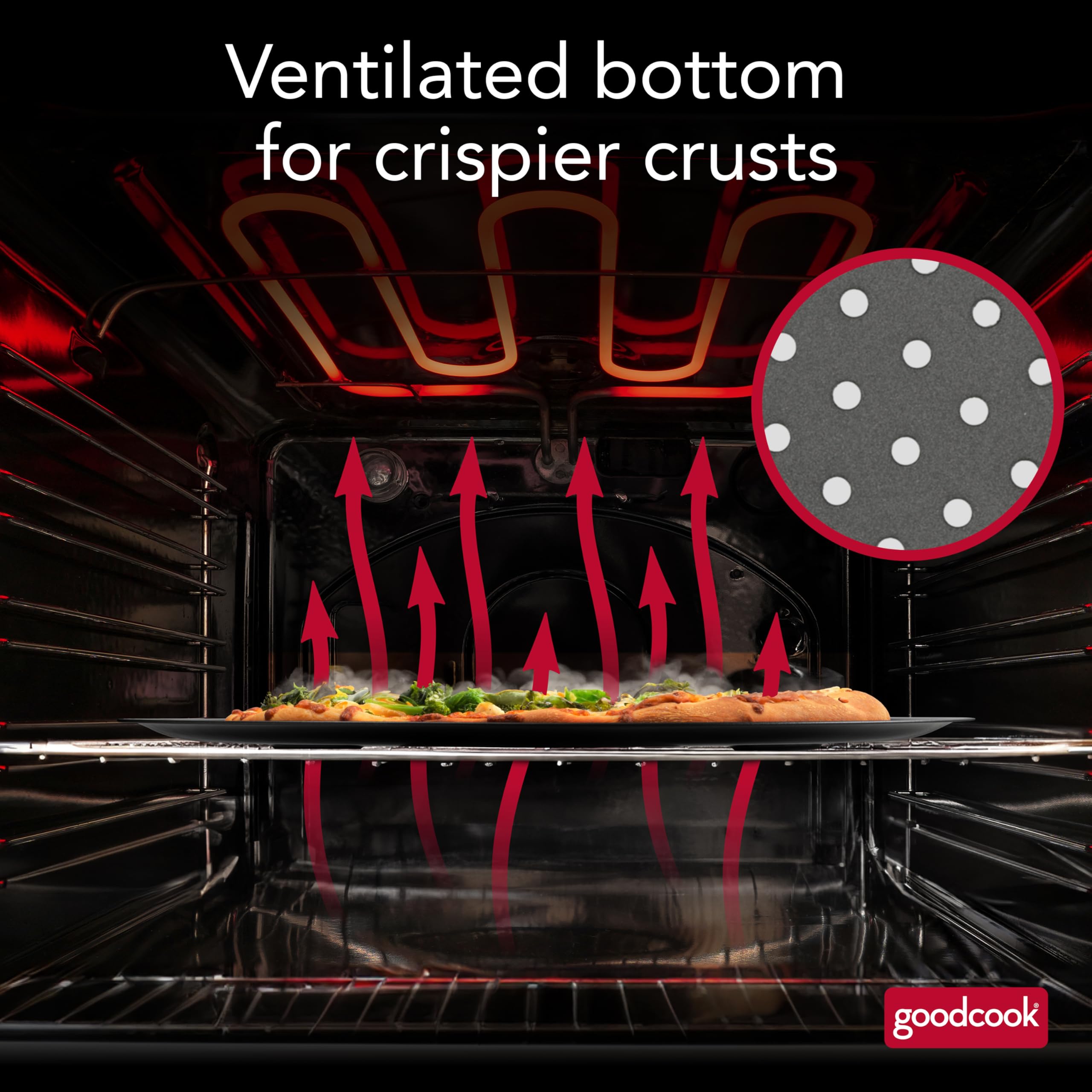 GoodCook AirPerfect carbon steel construction resists warping for durability.