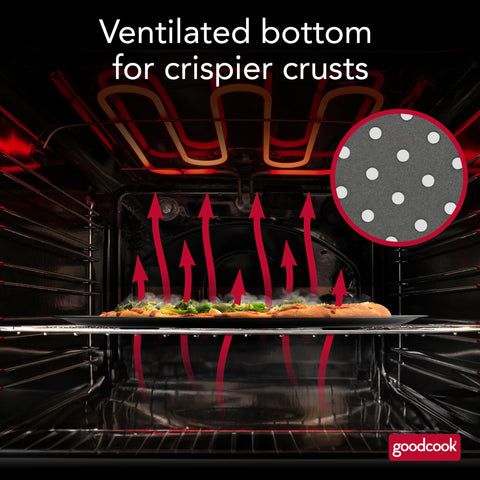 GoodCook AirPerfect carbon steel construction resists warping for durability.