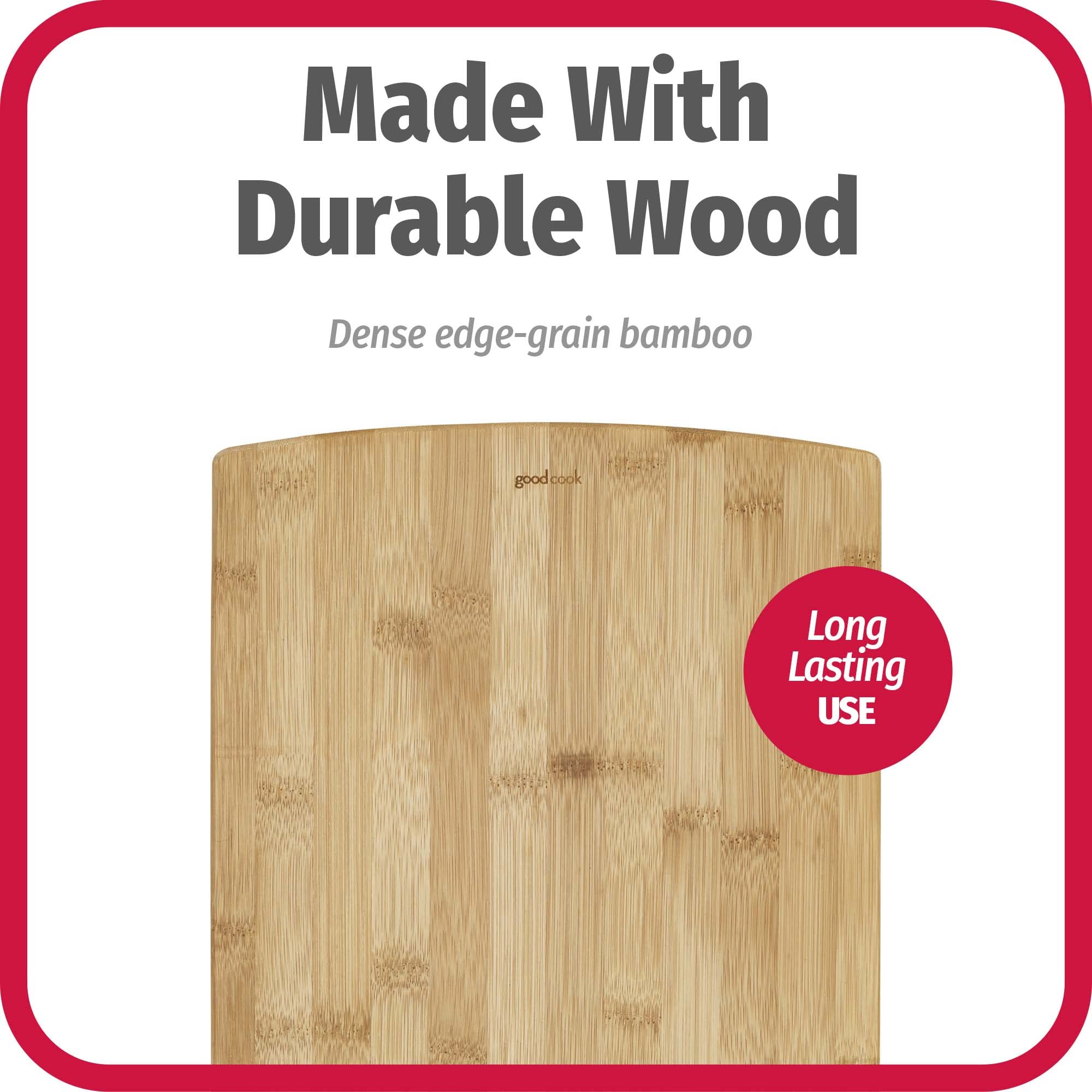 GoodCook bamboo board surface designed to be knife-friendly and safe to use