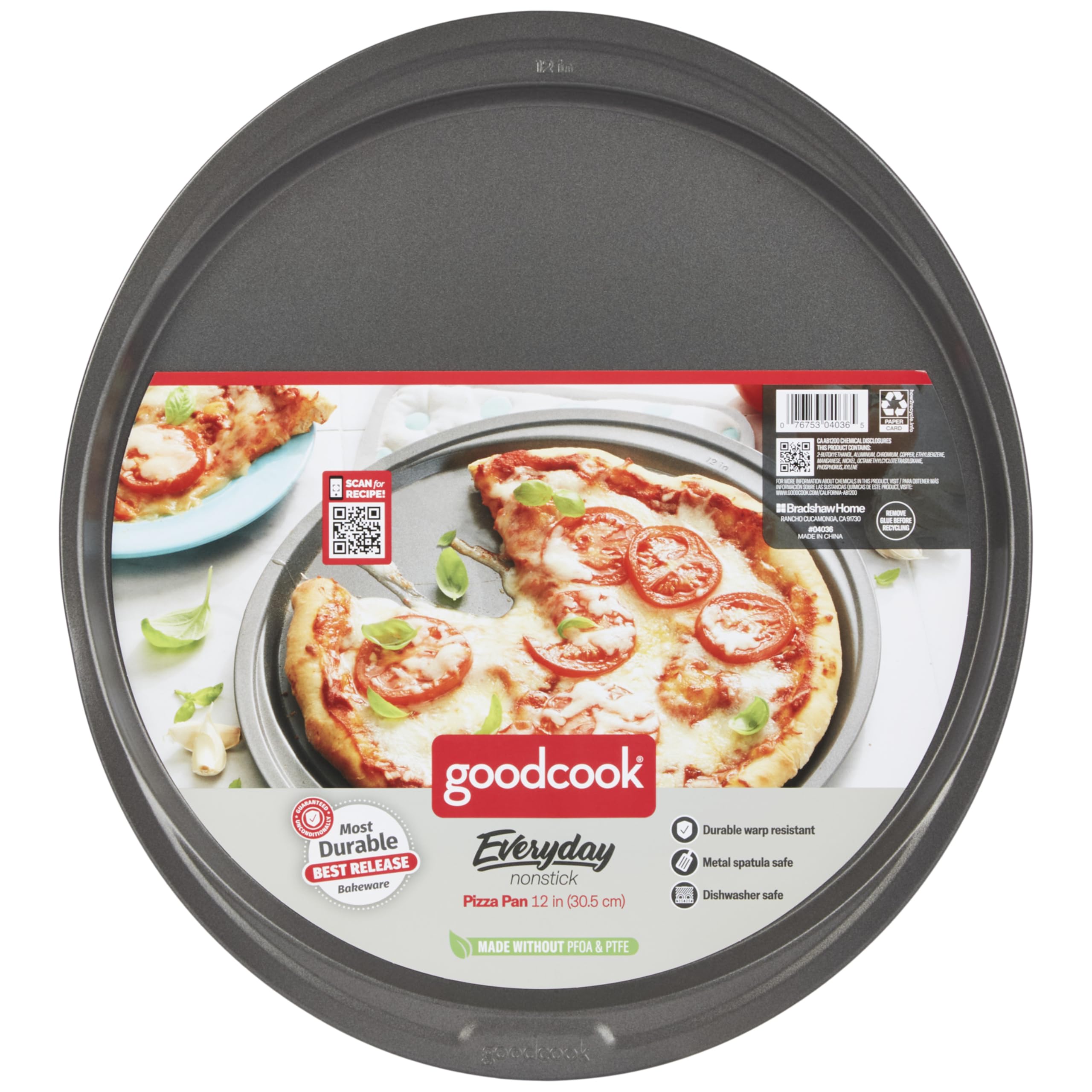 GoodCook 12-inch gray pizza pan ideal for reheating leftovers.