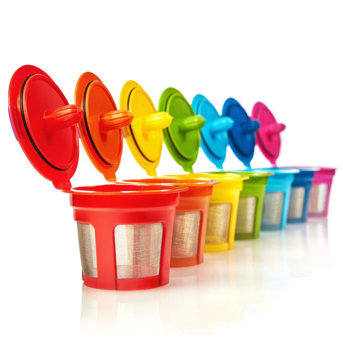 GoodCups seven-color reusable K-Cups set displayed for versatile coffee options at home
