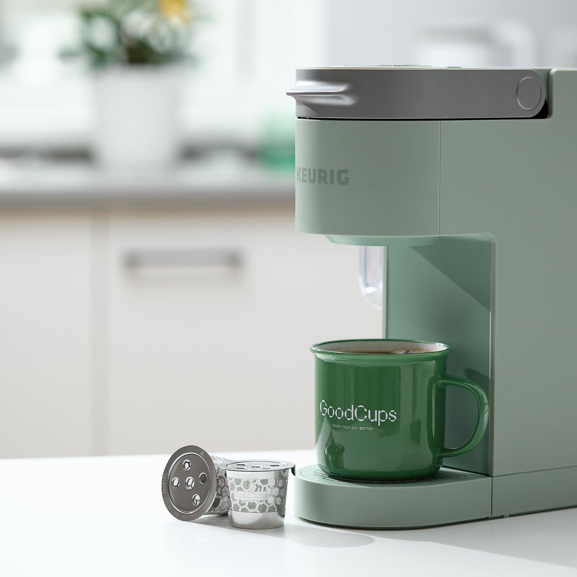 Easy-to-clean GoodCups K Cup ready for quick maintenance after brewing.