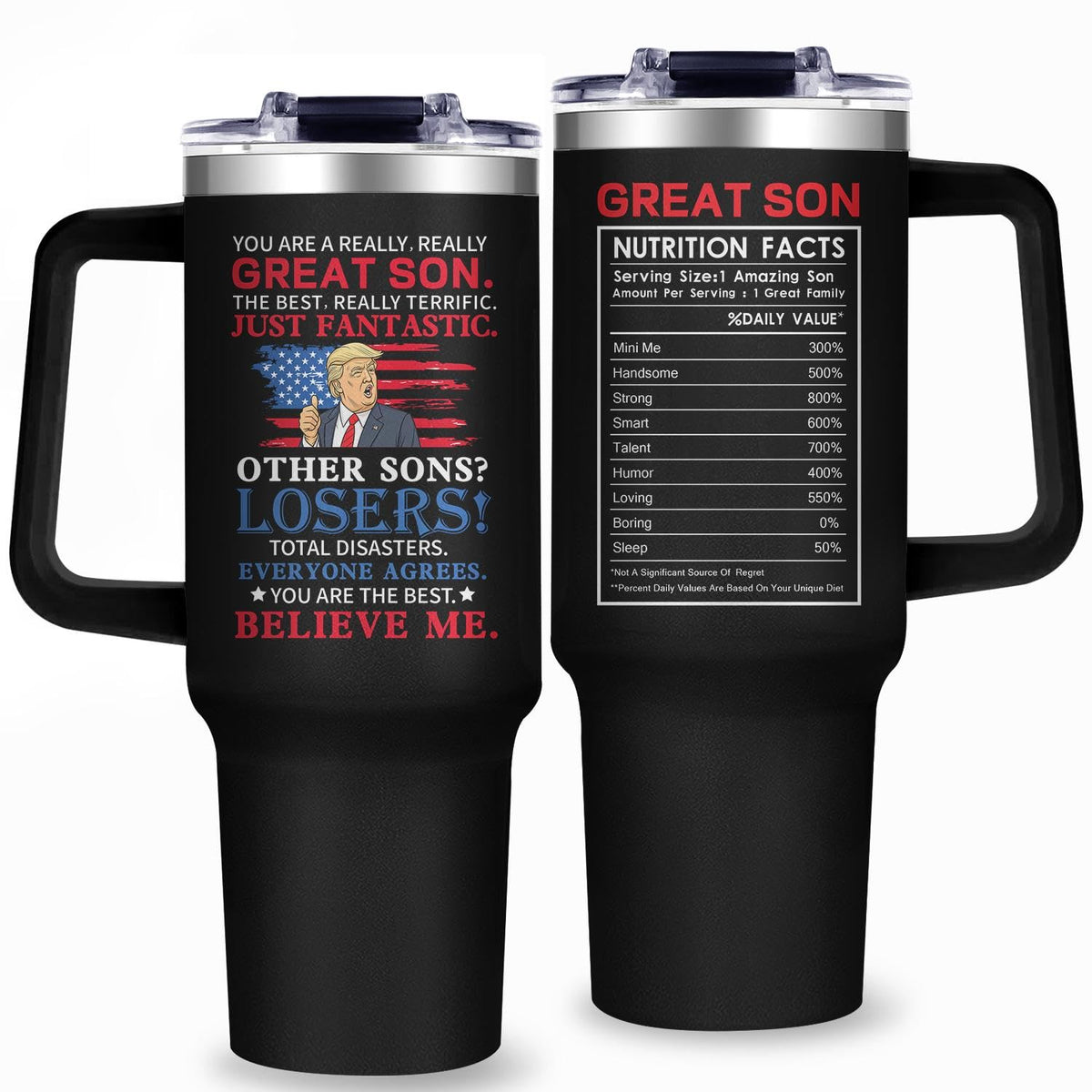 Gooddooes 40oz son tumbler with quote keeps drinks at ideal temperature on the go.