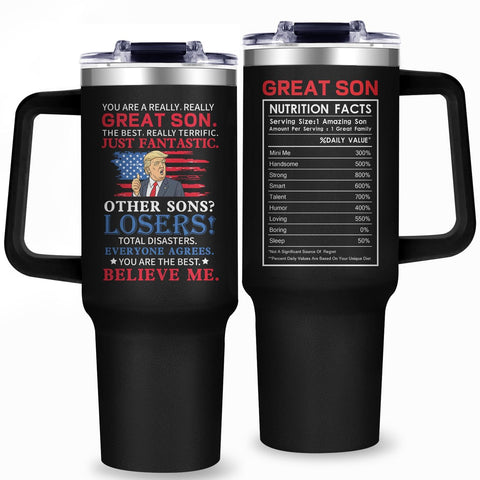 Gooddooes 40oz son tumbler with quote keeps drinks at ideal temperature on the go.