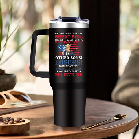 Gooddooes funny son gift tumbler adds humor to birthdays and milestones.