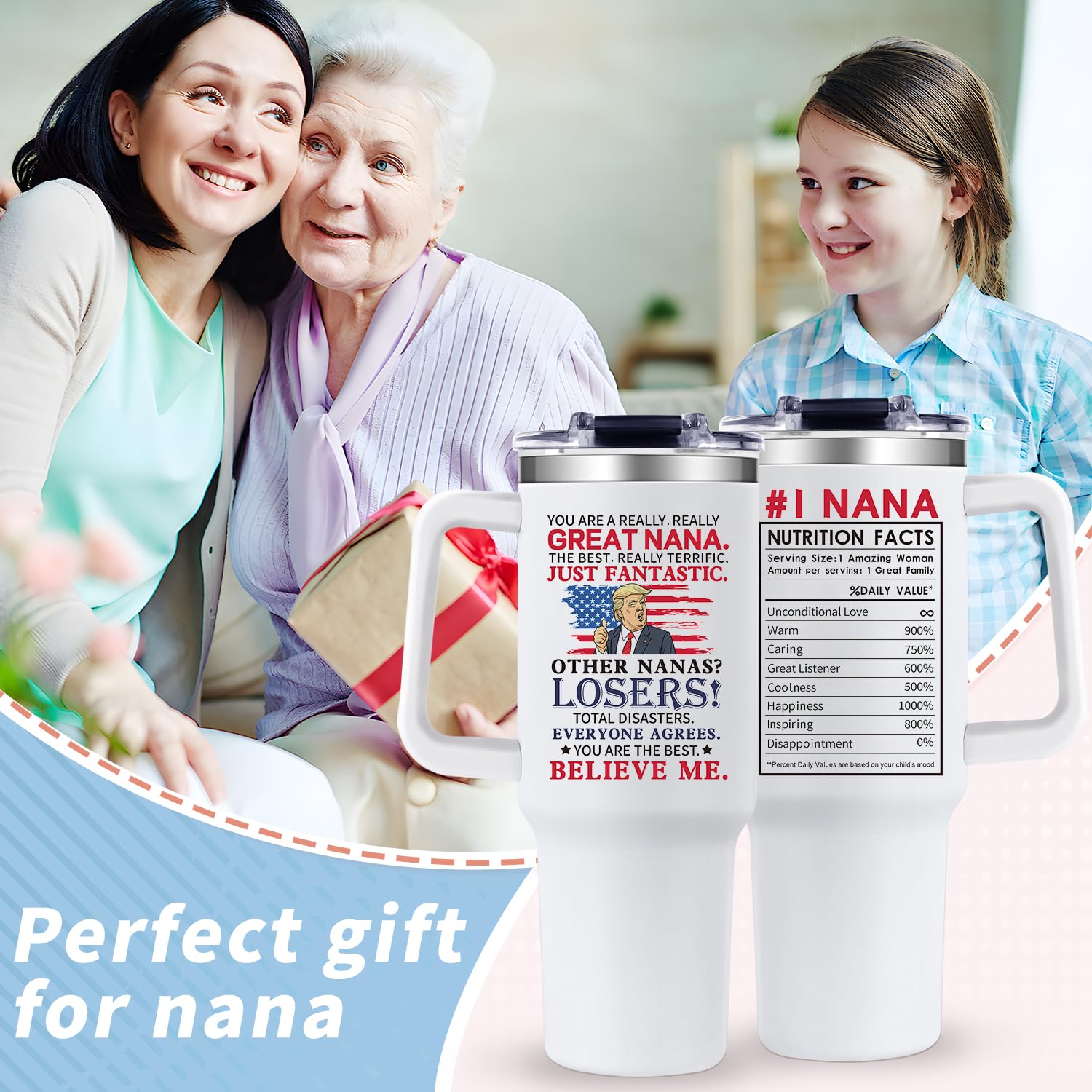 Gooddooes Nana Tumbler front design with playful, heartwarming message.