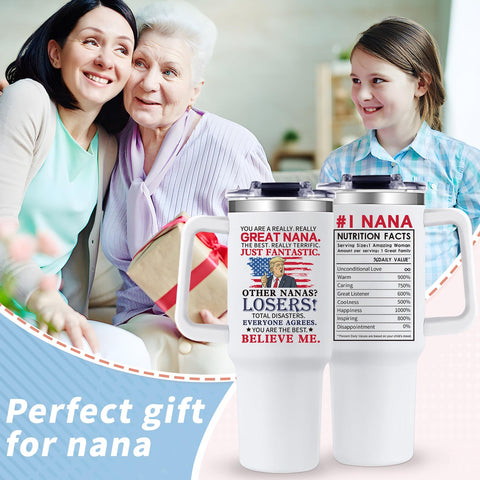 Gooddooes Nana Tumbler front design with playful, heartwarming message.