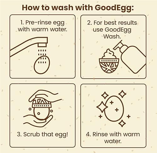 GoodEgg Original Egg Brush hollow center aids quick drainage after washing eggs