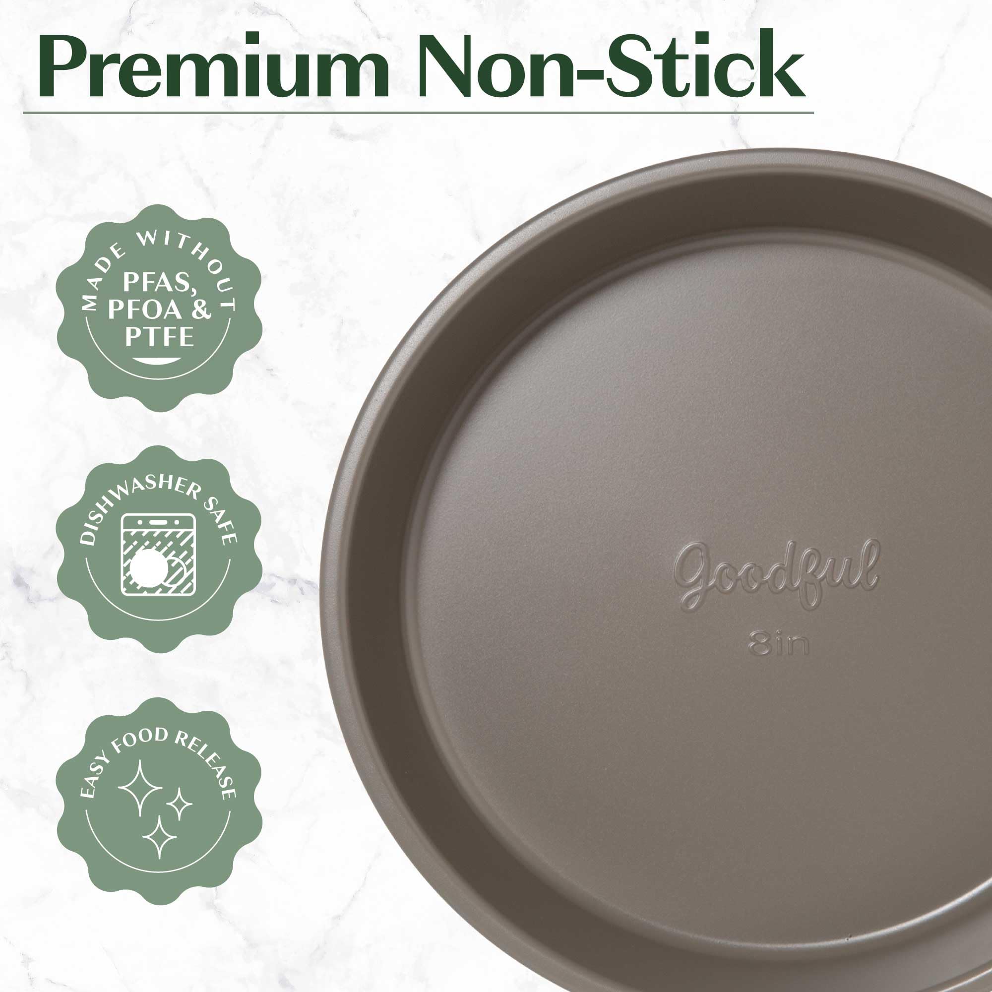 Goodful All-In-One muffin pans yield evenly risen cupcakes.