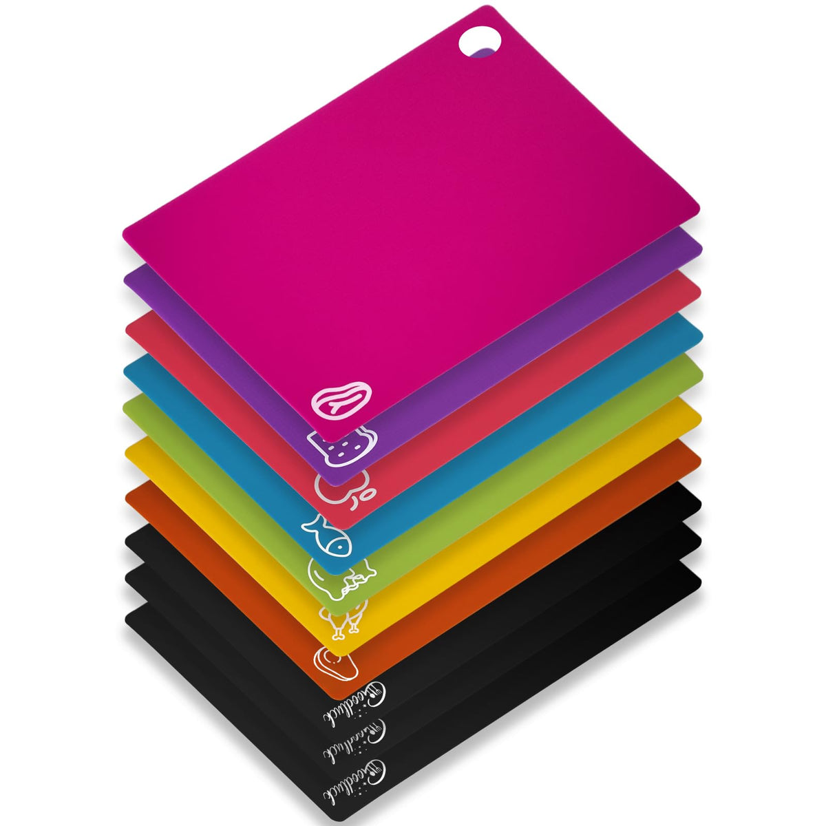 Goodluck 10-piece flexible cutting boards set with hanging hole for organized prep
