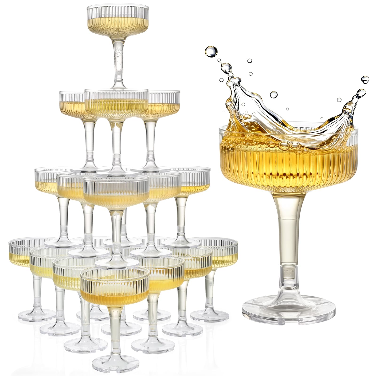 Goodluck 4-tier champagne tower assembled for a seamless wedding toast.