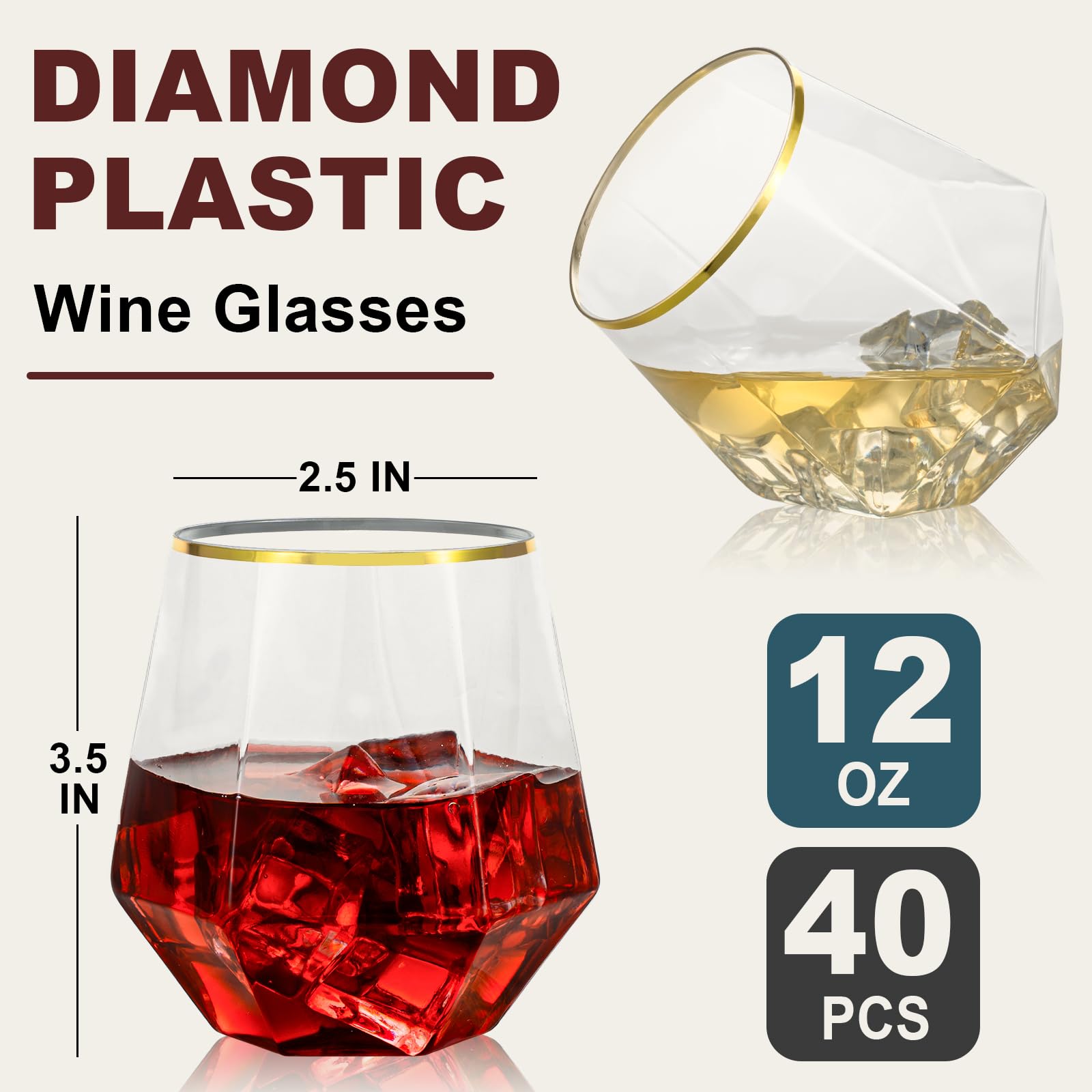 Goodluck disposable wine glasses, 12 oz, quick cleanup after events.