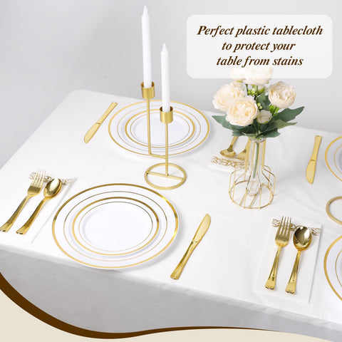 Easy cleanup using Goodluck disposable tablecloth after meals