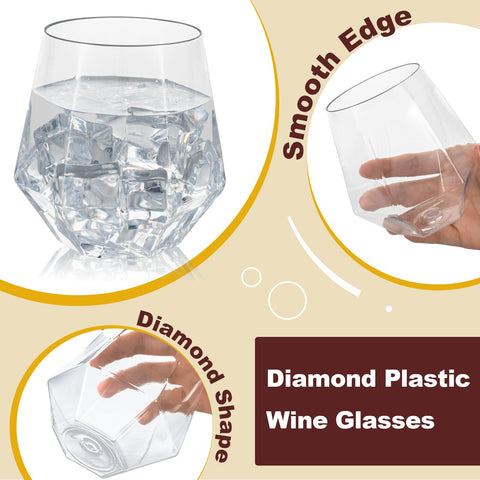 Goodluck plastic whiskey glass with diamond silhouette for outdoor gatherings