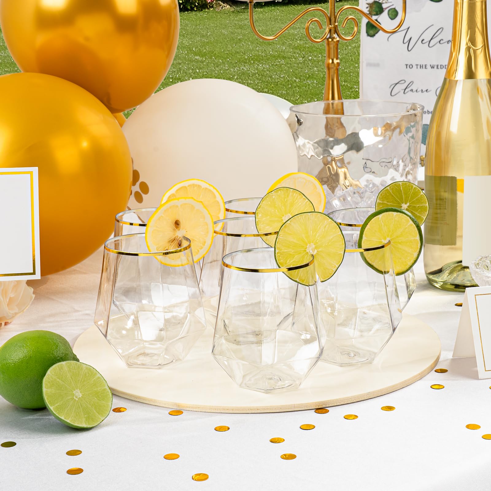 Goodluck stemless wine glasses kit for easy hosting and stylish service.