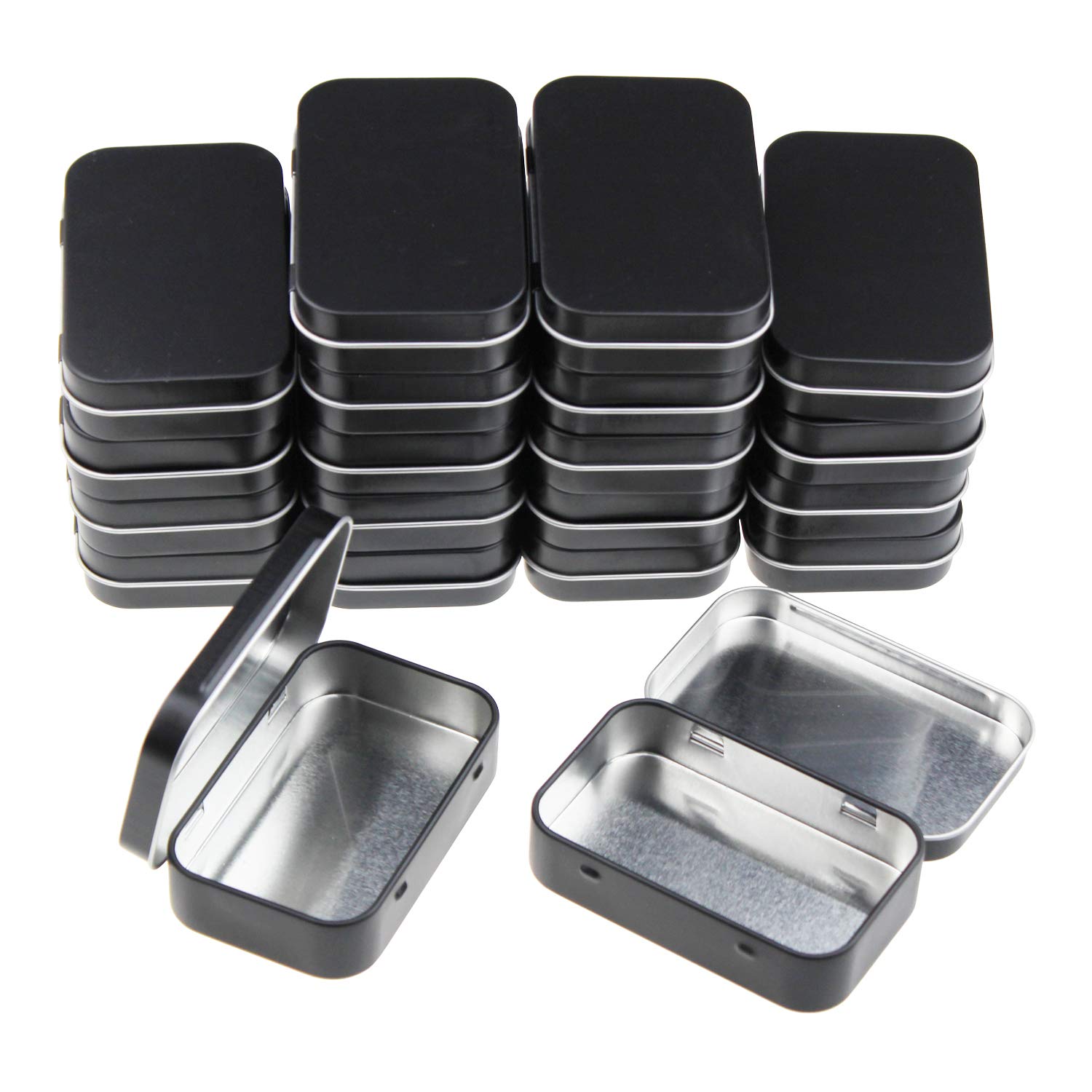Goodma 20-piece hinged tin boxes with open lid for portable organization.