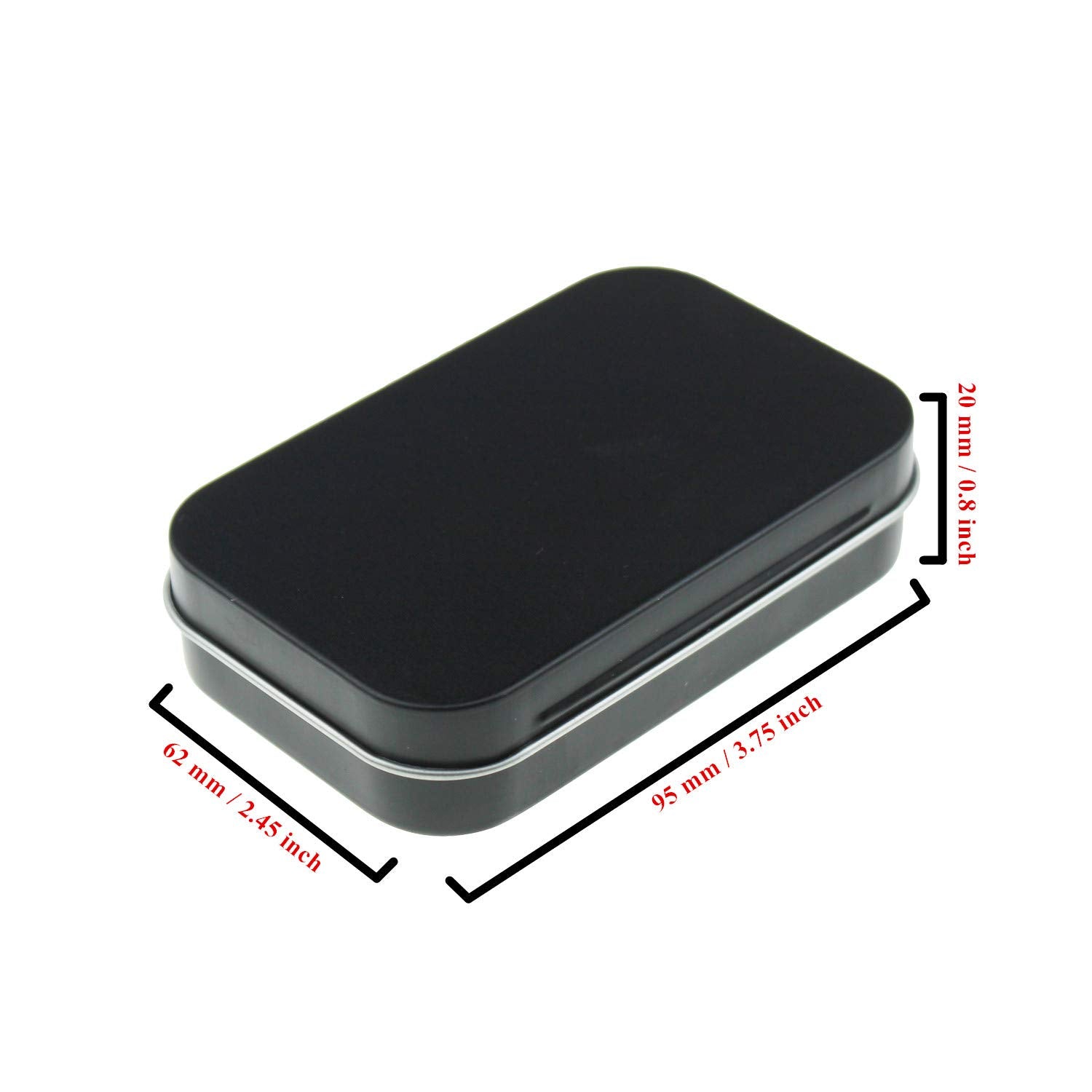 Goodma black rectangular tins with secure hinge for mess-free travel.