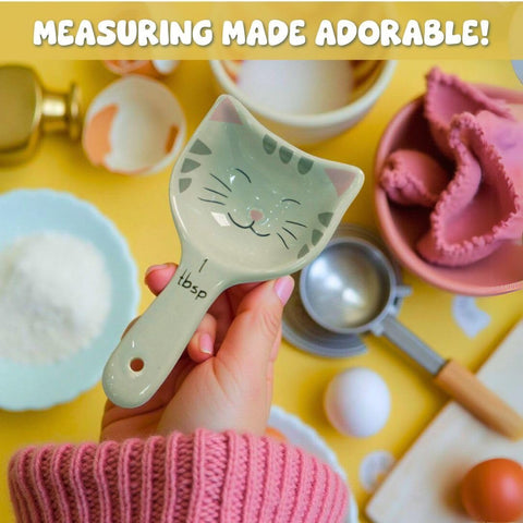 Goodscious ceramic cat spoons with whimsical motifs for precise ingredient prep
