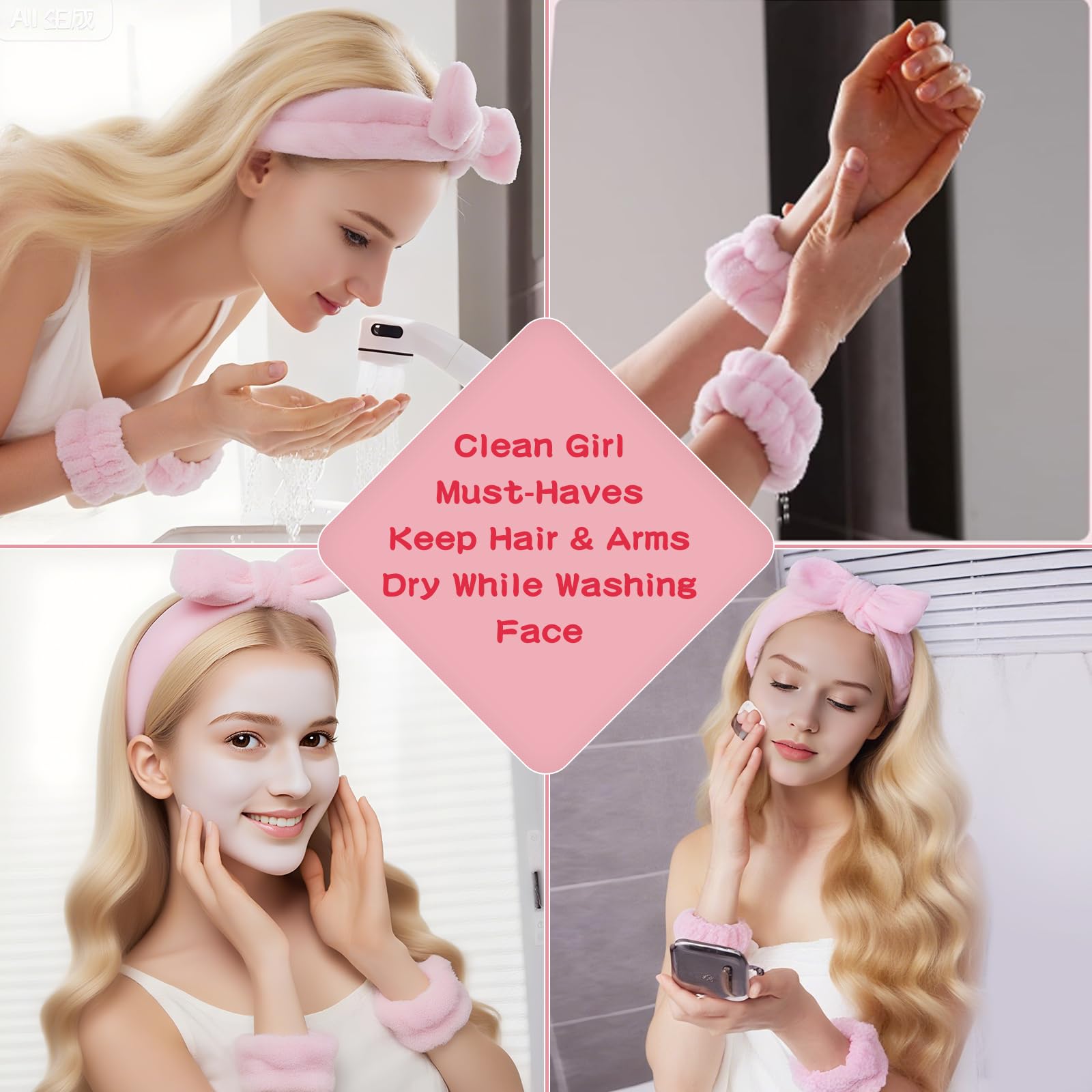 GooBird headband and wristbands keep hair and sleeves dry.