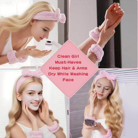 GooBird headband and wristbands keep hair and sleeves dry.